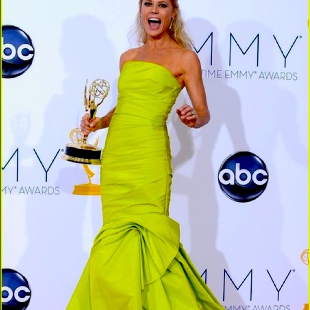 Monique Lhuillier Lime Green Trumpet Gown with Jacket